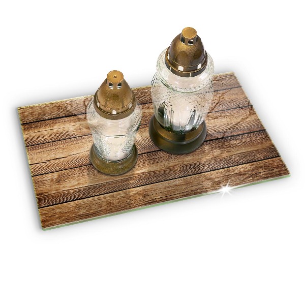 Glasunterlage für Grabkerzen Holzstrukturplatten