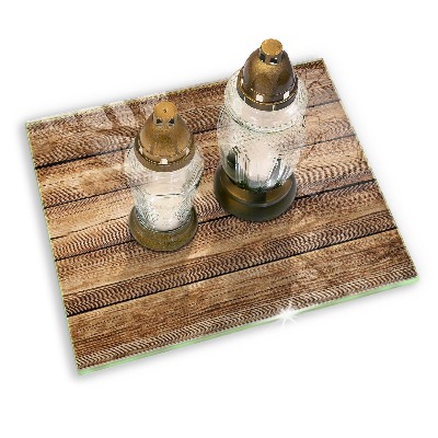 Glasunterlage für Grabkerzen Holzstrukturplatten