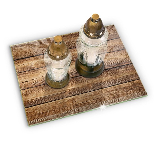 Glasunterlage für Grabkerzen Holzstrukturplatten