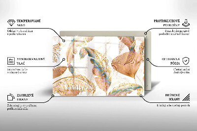 Grabkerze Untersetzer Boho-Federn und Blätter