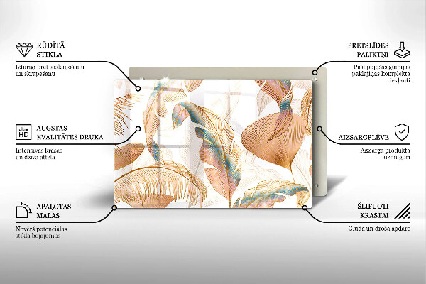 Grabkerze Untersetzer Boho-Federn und Blätter