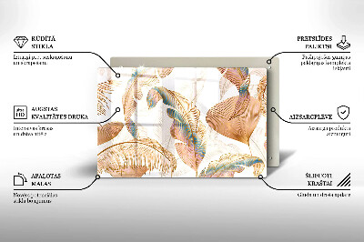 Grabkerze Untersetzer Boho-Federn und Blätter