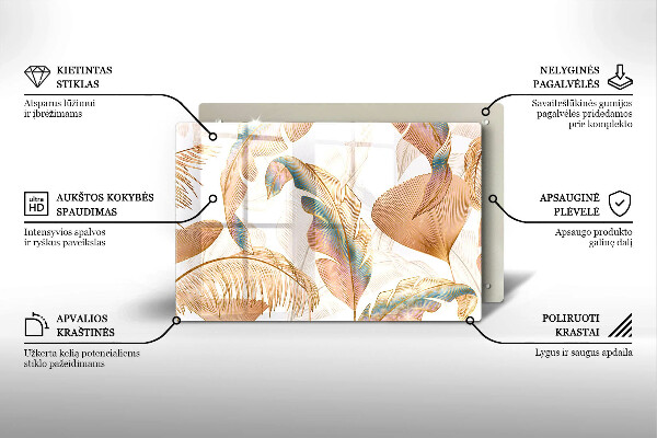 Grabkerze Untersetzer Boho-Federn und Blätter