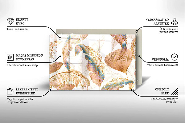 Grabkerze Untersetzer Boho-Federn und Blätter