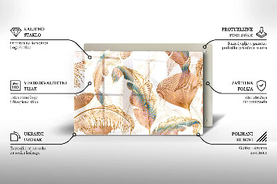 Grabkerze Untersetzer Boho-Federn und Blätter