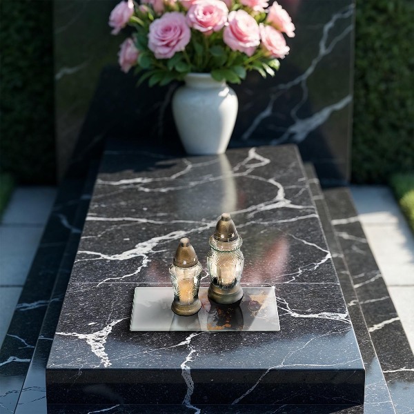 Glasunterlage für Grabkerzen Abstraktion mit Gold