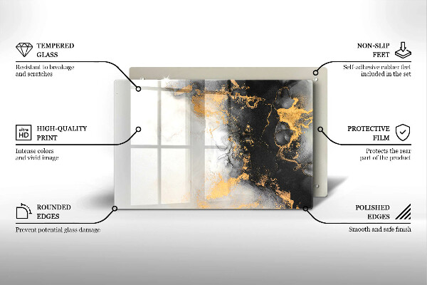 Glasunterlage für Grabkerzen Abstraktion mit Gold