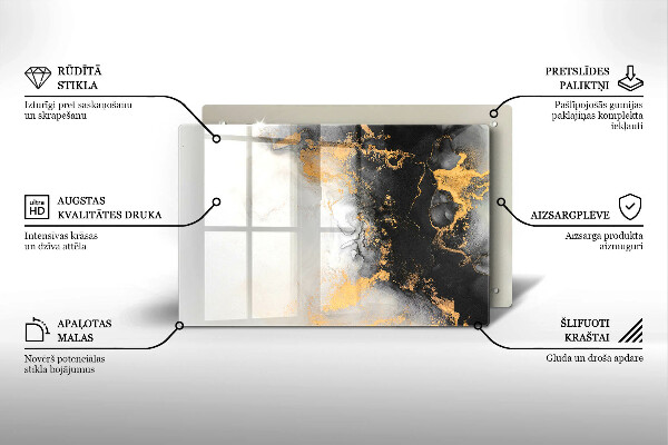 Glasunterlage für Grabkerzen Abstraktion mit Gold