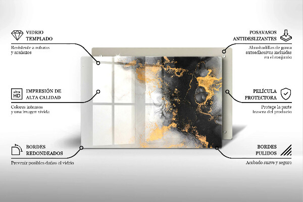 Glasunterlage für Grabkerzen Abstraktion mit Gold