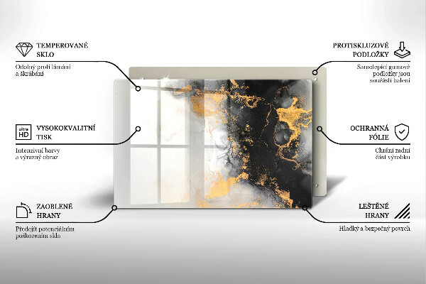 Glasunterlage für Grabkerzen Abstraktion mit Gold