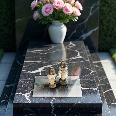 Grabkerze Untersetzer Abstraktion mit Gold