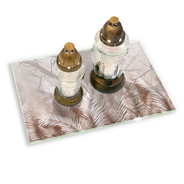 Glasunterlage für Grabkerzen Boho-Laubvegetation