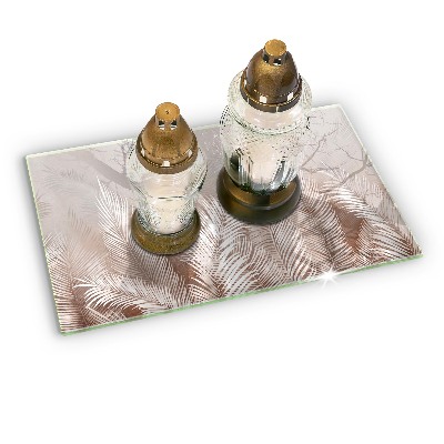 Glasunterlage für Grabkerzen Boho-Laubvegetation