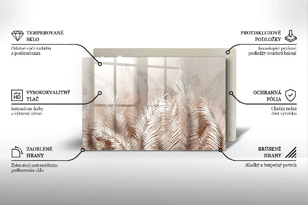 Glasunterlage für Grabkerzen Boho-Laubvegetation