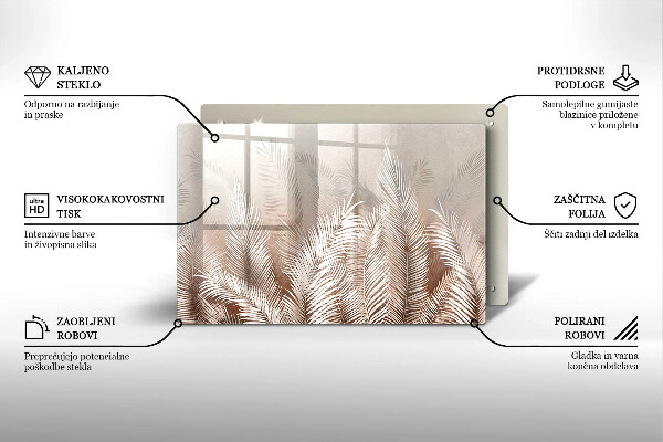 Glasunterlage für Grabkerzen Boho-Laubvegetation