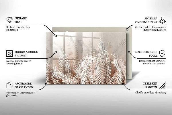 Glasunterlage für Grabkerzen Boho-Laubvegetation