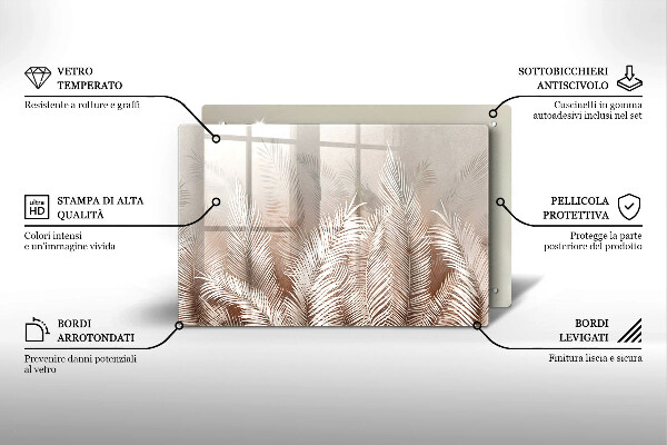Glasunterlage für Grabkerzen Boho-Laubvegetation