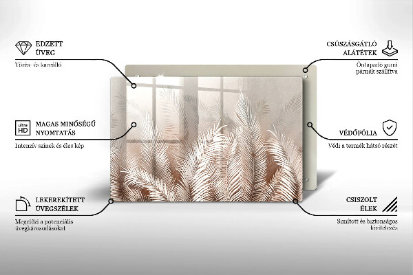 Glasunterlage für Grabkerzen Boho-Laubvegetation