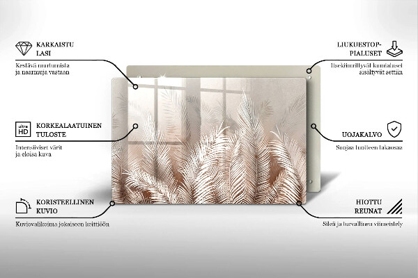 Glasunterlage für Grabkerzen Boho-Laubvegetation