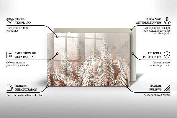 Glasunterlage für Grabkerzen Boho-Laubvegetation