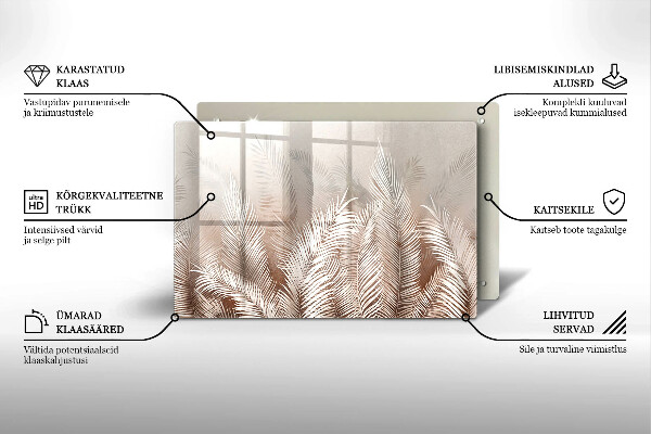 Glasunterlage für Grabkerzen Boho-Laubvegetation