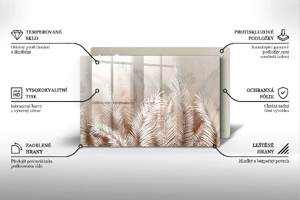 Glasunterlage für Grabkerzen Boho-Laubvegetation
