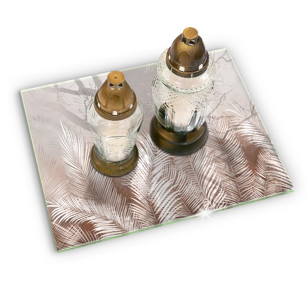Glasunterlage für Grabkerzen Boho-Laubvegetation