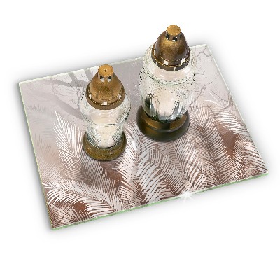 Glasunterlage für Grabkerzen Boho-Laubvegetation
