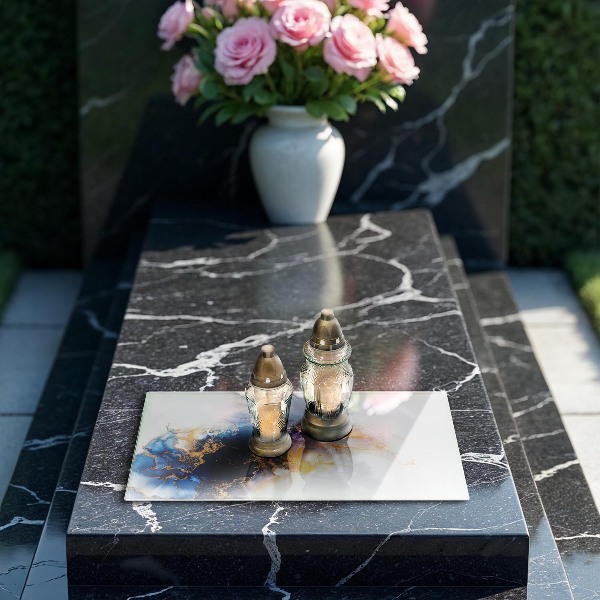 Grabkerze Untersetzer Abstraktion mit Blau