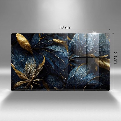 Glasunterlage für Grabkerzen Dekorative Blätter mit Gold