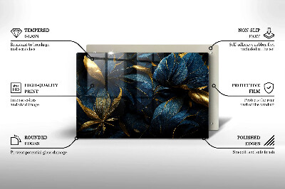 Glasunterlage für Grabkerzen Dekorative Blätter mit Gold