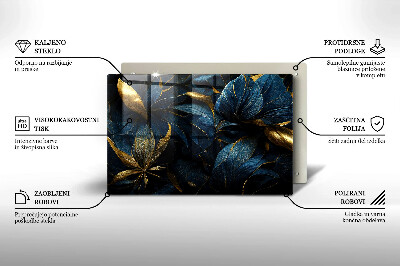 Glasunterlage für Grabkerzen Dekorative Blätter mit Gold