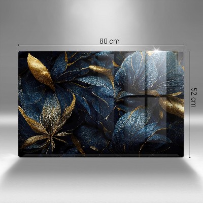 Glasunterlage für Grabkerzen Dekorative Blätter mit Gold