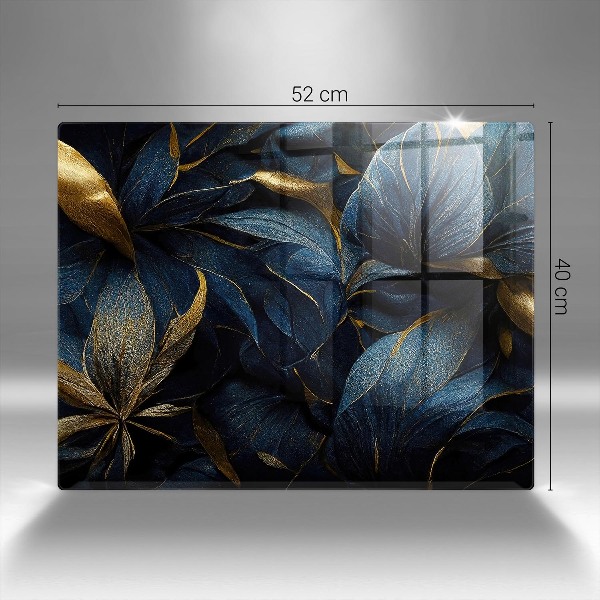 Glasunterlage für Grabkerzen Dekorative Blätter mit Gold