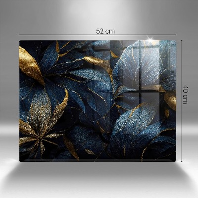 Glasunterlage für Grabkerzen Dekorative Blätter mit Gold