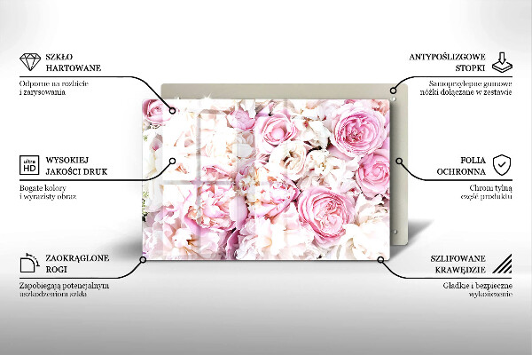 Glasunterlage für Grabkerzen Pfingstrosenstrauß
