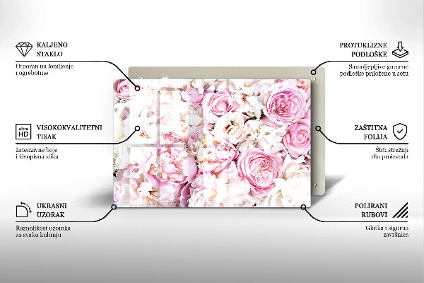 Glasunterlage für Grabkerzen Pfingstrosenstrauß