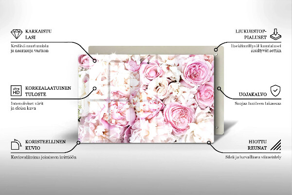 Glasunterlage für Grabkerzen Pfingstrosenstrauß