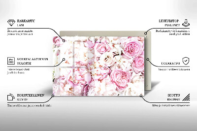 Glasunterlage für Grabkerzen Pfingstrosenstrauß