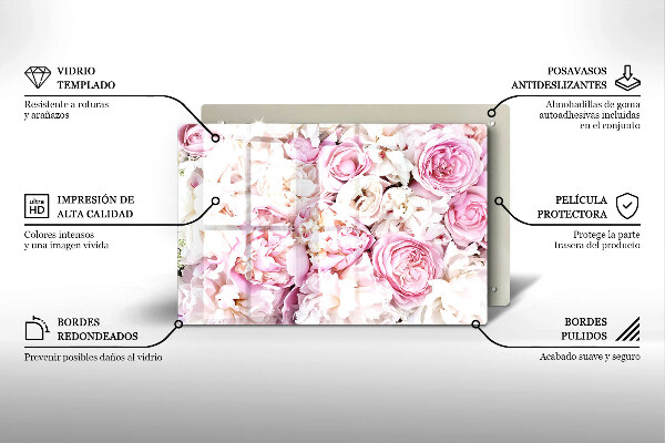 Glasunterlage für Grabkerzen Pfingstrosenstrauß