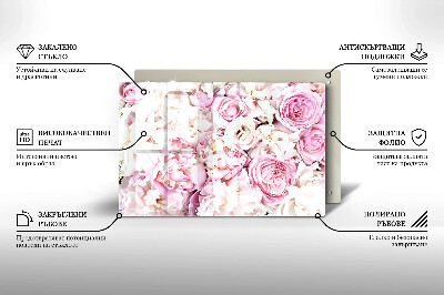 Glasunterlage für Grabkerzen Pfingstrosenstrauß
