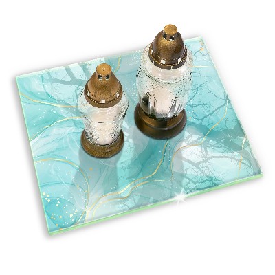 Grabkerze Untersetzer Blaue und goldene Abstraktion