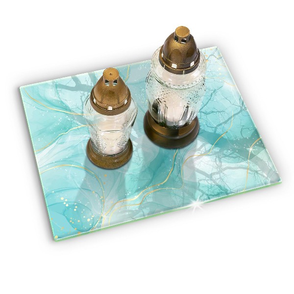 Grabkerze Untersetzer Blaue und goldene Abstraktion