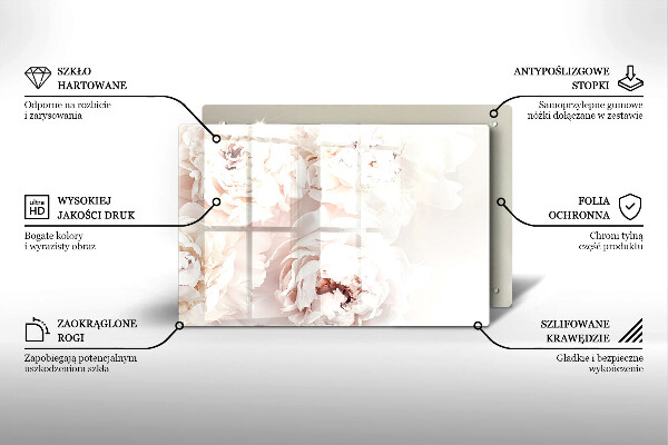 Glasunterlage für Grabkerzen Pastellfarbene Pfingstrosen