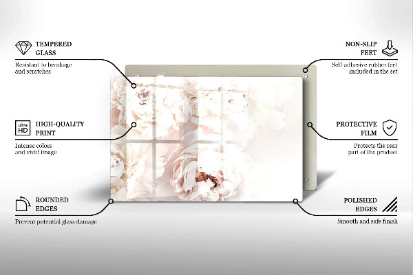 Glasunterlage für Grabkerzen Pastellfarbene Pfingstrosen