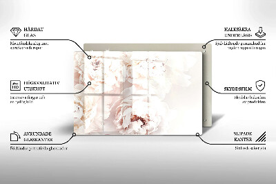 Glasunterlage für Grabkerzen Pastellfarbene Pfingstrosen