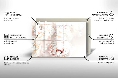 Glasunterlage für Grabkerzen Pastellfarbene Pfingstrosen