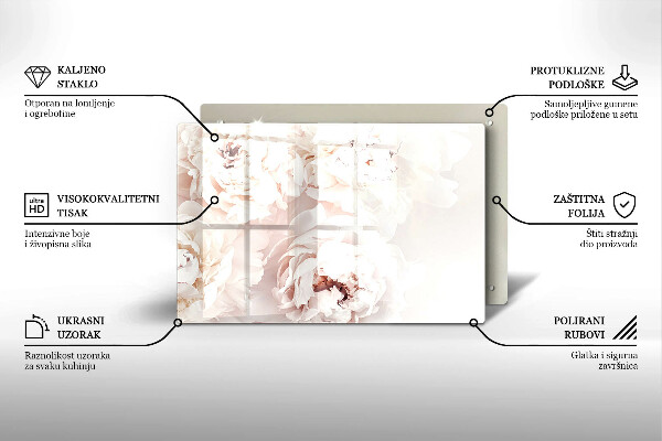 Glasunterlage für Grabkerzen Pastellfarbene Pfingstrosen