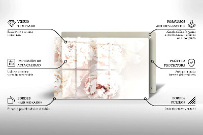 Glasunterlage für Grabkerzen Pastellfarbene Pfingstrosen