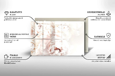 Glasunterlage für Grabkerzen Pastellfarbene Pfingstrosen